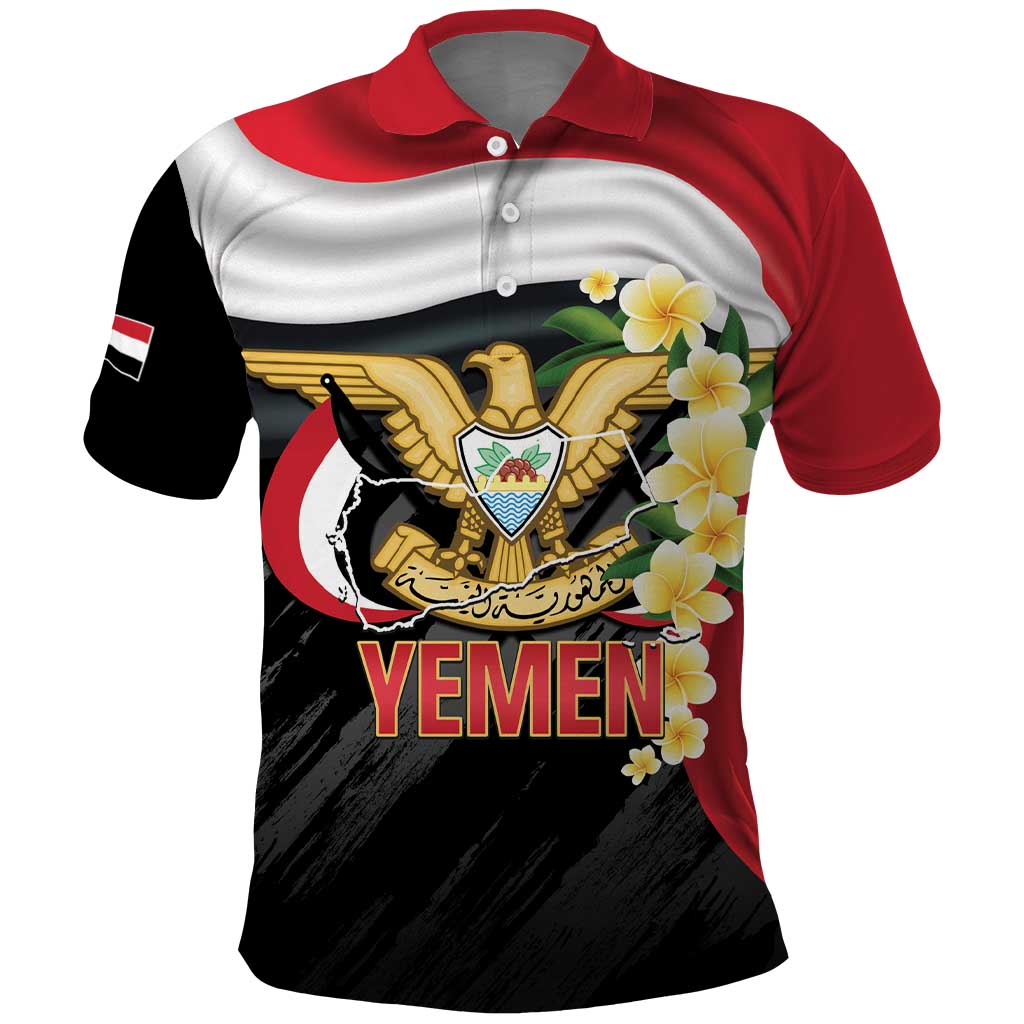 Yemen Unification Day Polo Shirt Coat Of Arms With Frangipani