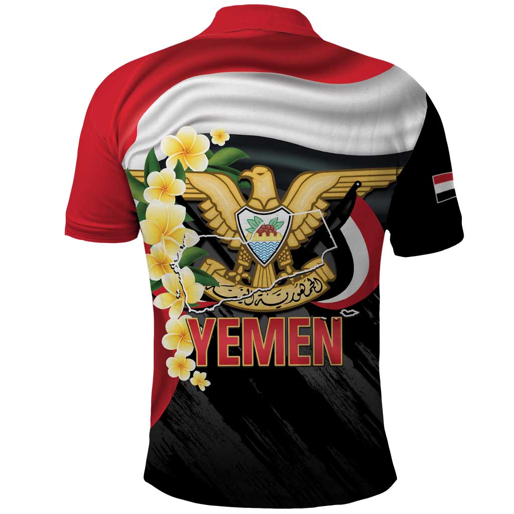 Yemen Unification Day Polo Shirt Coat Of Arms With Frangipani