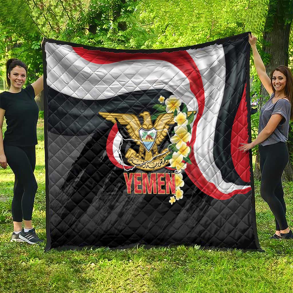 Yemen Unification Day Quilt Coat Of Arms With Frangipani