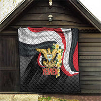 Yemen Unification Day Quilt Coat Of Arms With Frangipani