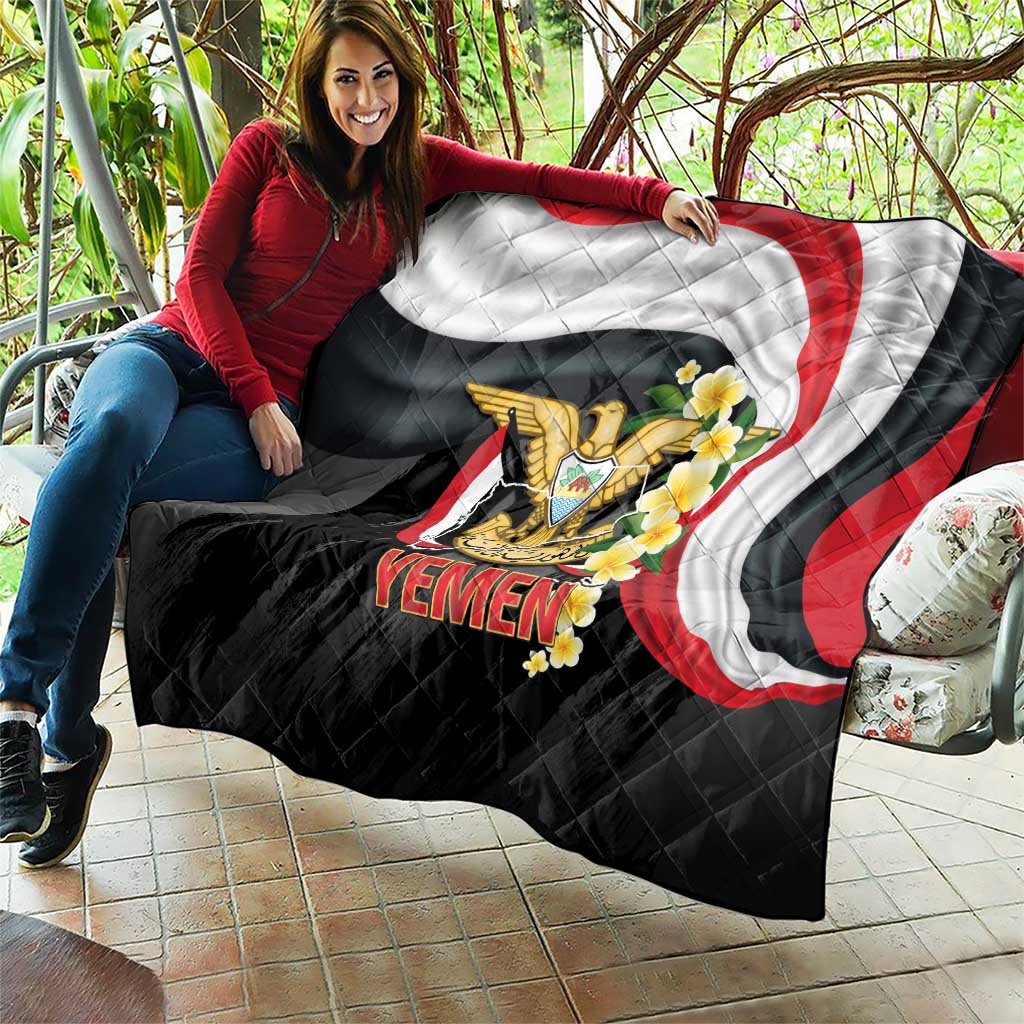 Yemen Unification Day Quilt Coat Of Arms With Frangipani