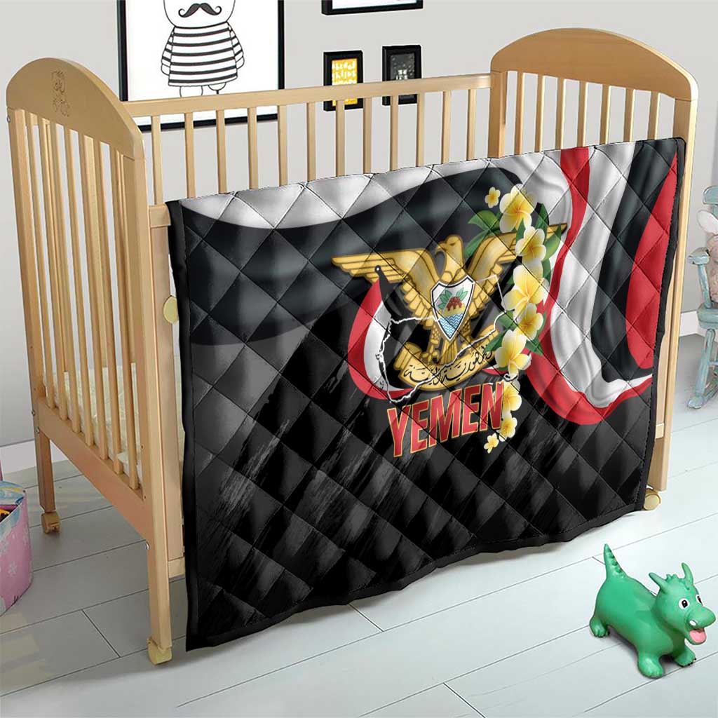 Yemen Unification Day Quilt Coat Of Arms With Frangipani