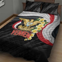 Yemen Unification Day Quilt Bed Set Coat Of Arms With Frangipani