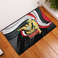 Yemen Unification Day Rubber Doormat Coat Of Arms With Frangipani