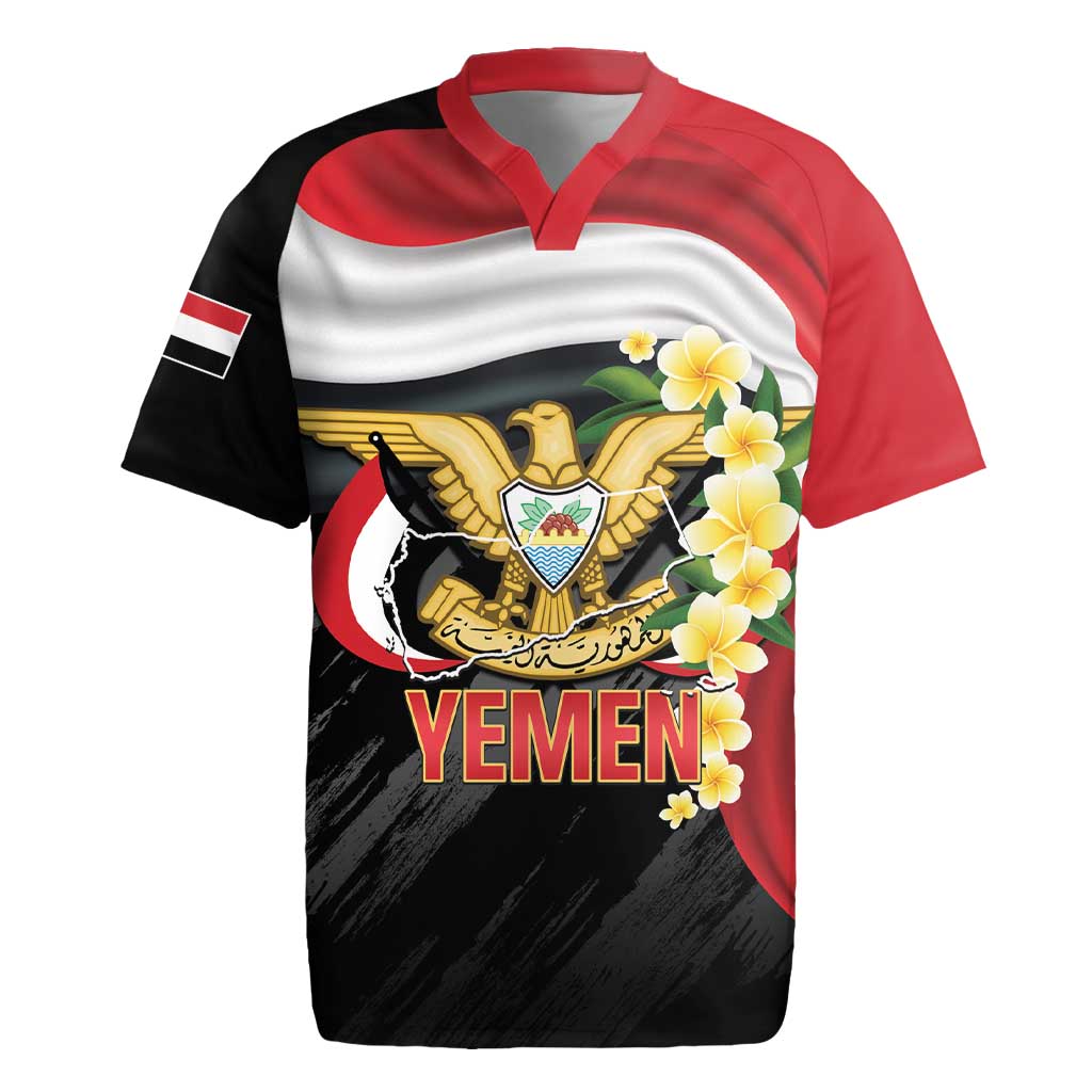 Yemen Unification Day Rugby Jersey Coat Of Arms With Frangipani