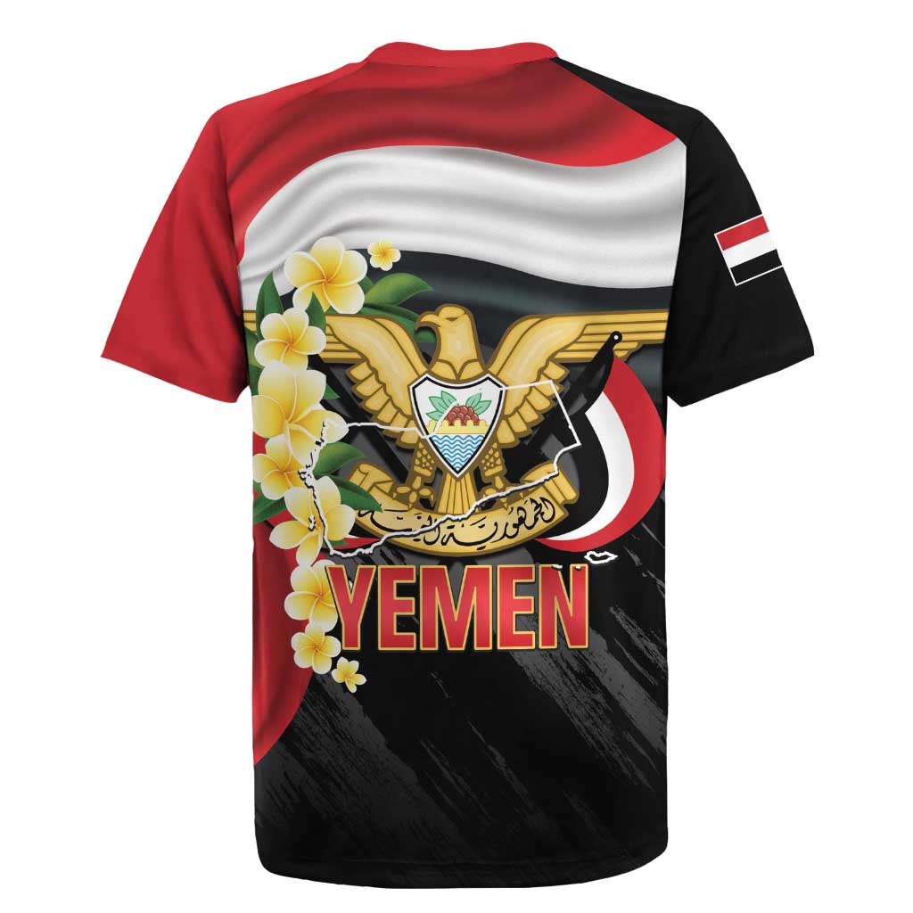 Yemen Unification Day Rugby Jersey Coat Of Arms With Frangipani