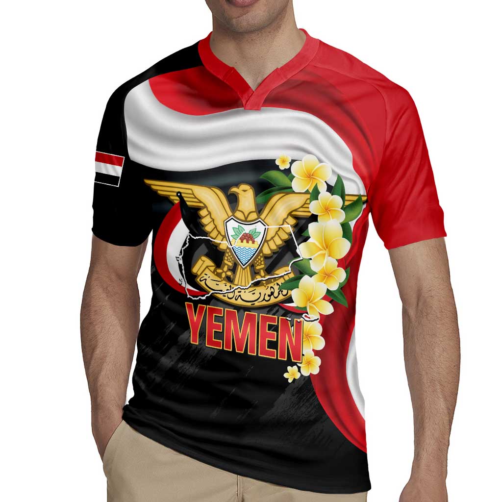 Yemen Unification Day Rugby Jersey Coat Of Arms With Frangipani