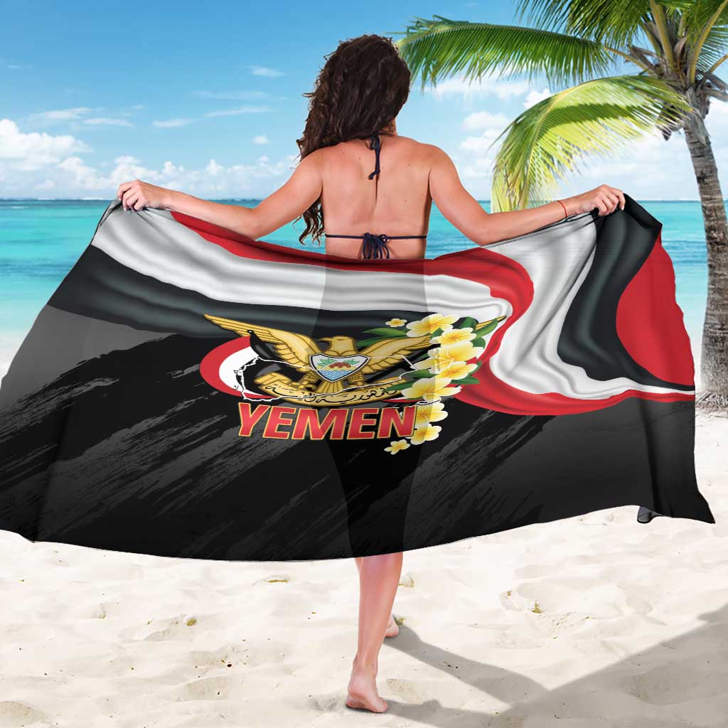 Yemen Unification Day Sarong Coat Of Arms With Frangipani