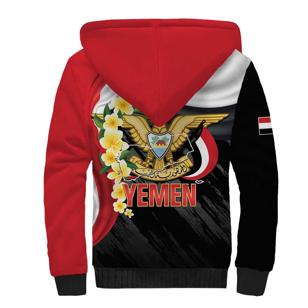 Yemen Unification Day Sherpa Hoodie Coat Of Arms With Frangipani