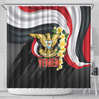 Yemen Unification Day Shower Curtain Coat Of Arms With Frangipani