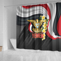 Yemen Unification Day Shower Curtain Coat Of Arms With Frangipani