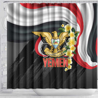 Yemen Unification Day Shower Curtain Coat Of Arms With Frangipani