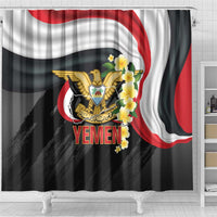 Yemen Unification Day Shower Curtain Coat Of Arms With Frangipani