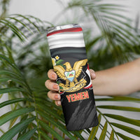 Yemen Unification Day Skinny Tumbler Coat Of Arms With Frangipani