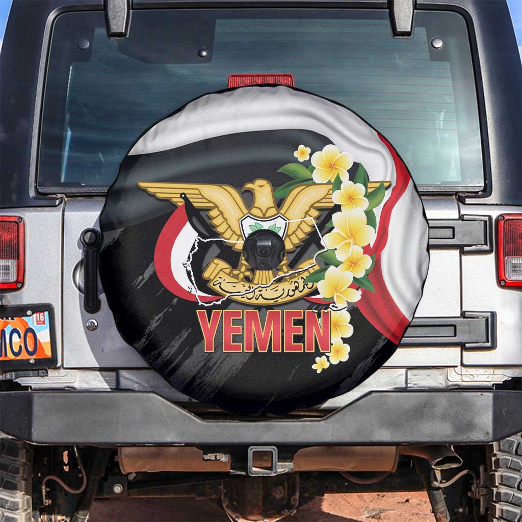 Yemen Unification Day Spare Tire Cover Coat Of Arms With Frangipani