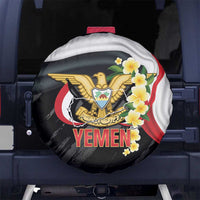 Yemen Unification Day Spare Tire Cover Coat Of Arms With Frangipani