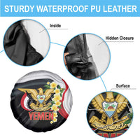 Yemen Unification Day Spare Tire Cover Coat Of Arms With Frangipani