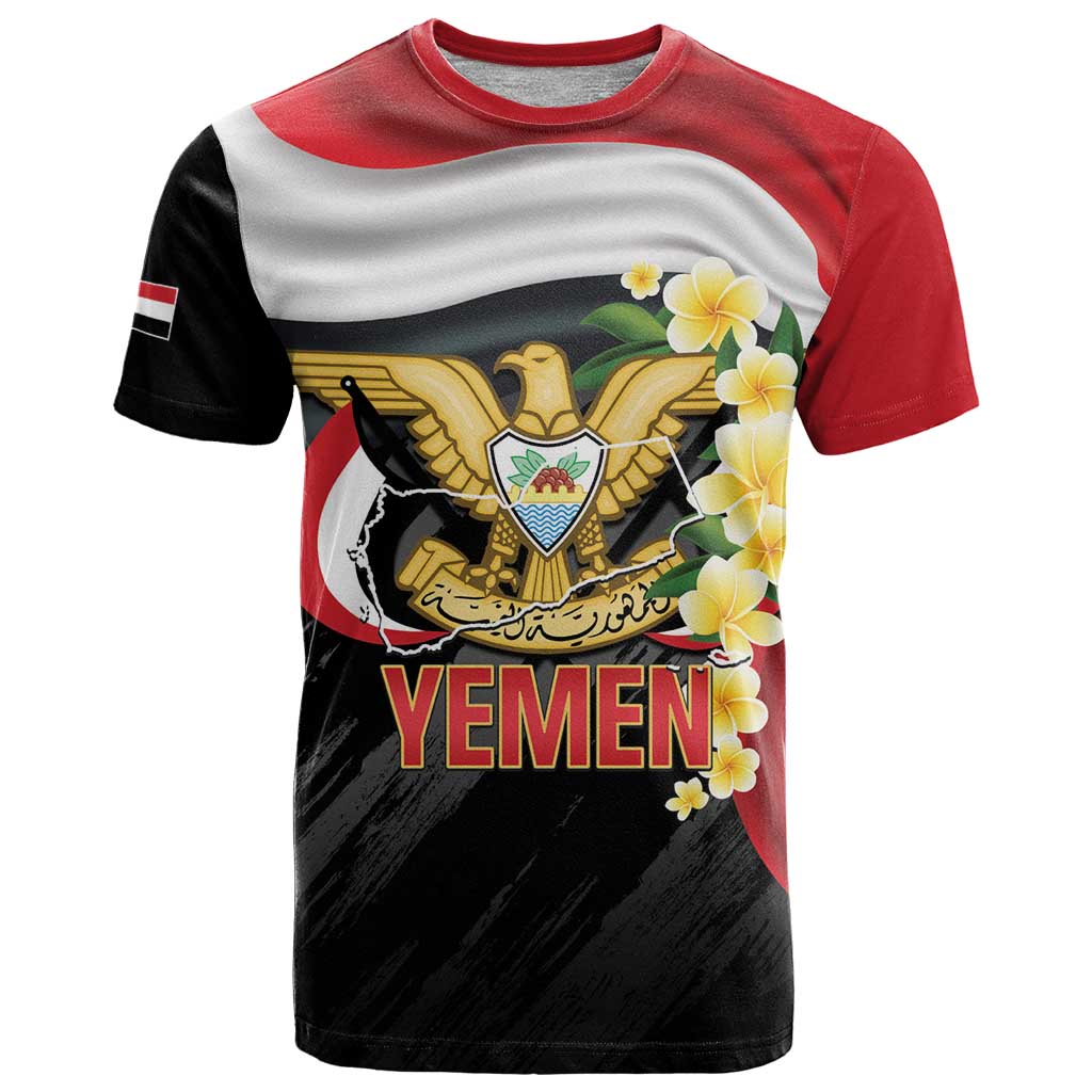 Yemen Unification Day T Shirt Coat Of Arms With Frangipani