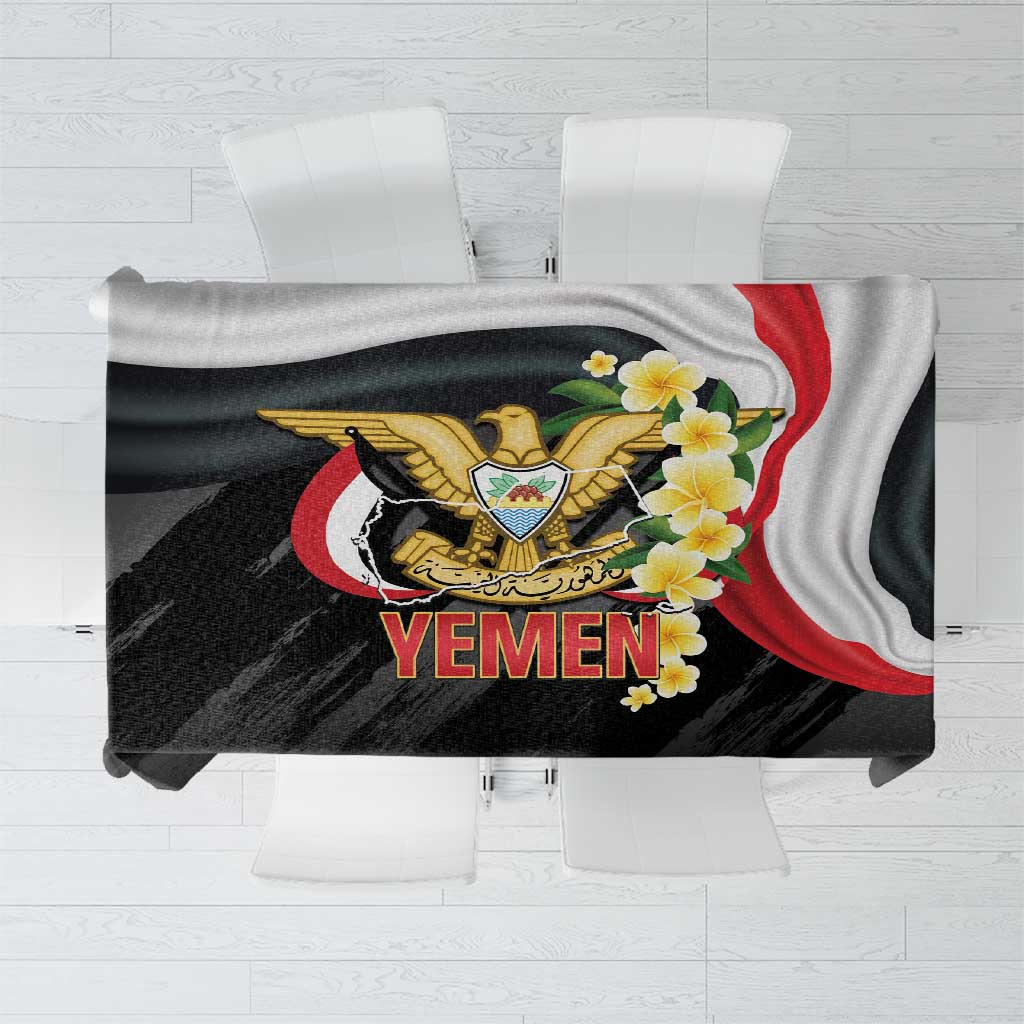 Yemen Unification Day Tablecloth Coat Of Arms With Frangipani