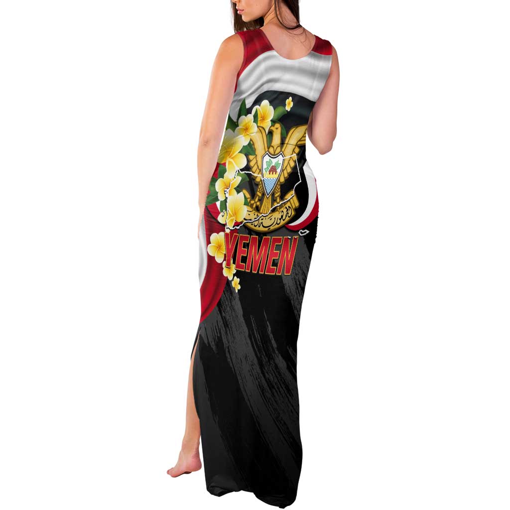 Yemen Unification Day Tank Maxi Dress Coat Of Arms With Frangipani