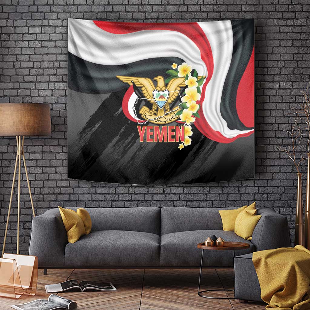Yemen Unification Day Tapestry Coat Of Arms With Frangipani
