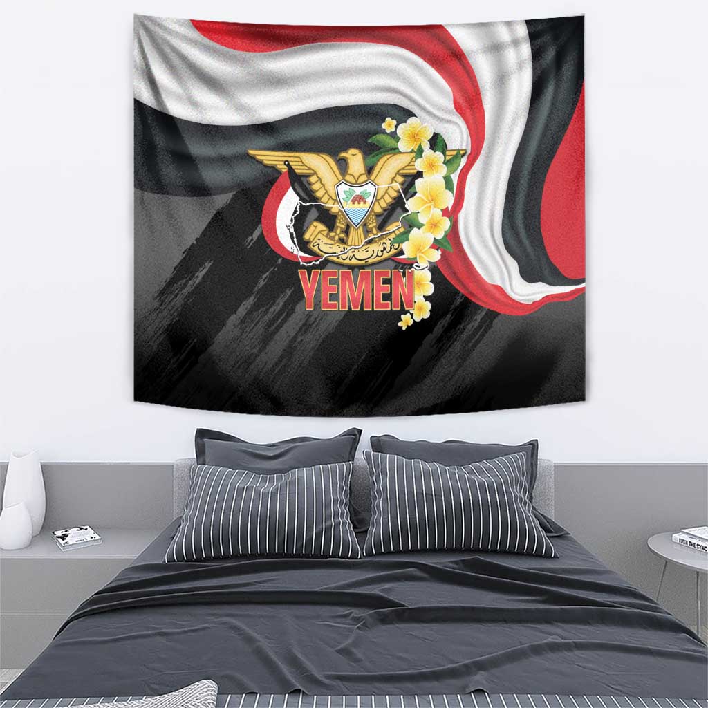 Yemen Unification Day Tapestry Coat Of Arms With Frangipani