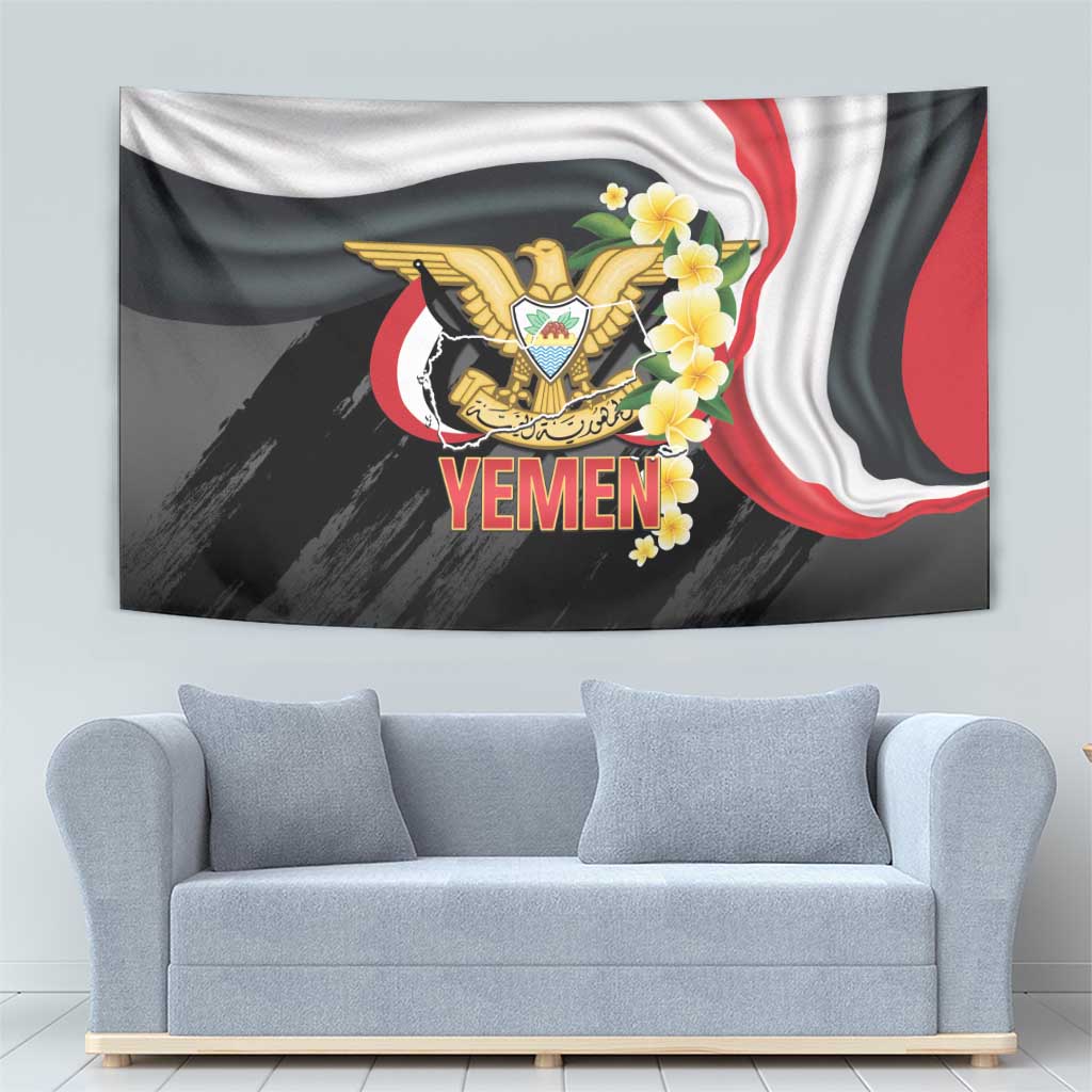 Yemen Unification Day Tapestry Coat Of Arms With Frangipani