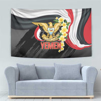 Yemen Unification Day Tapestry Coat Of Arms With Frangipani
