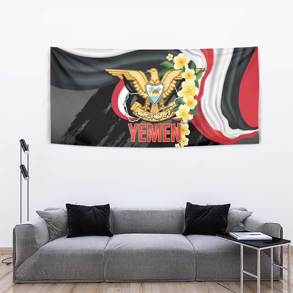 Yemen Unification Day Tapestry Coat Of Arms With Frangipani