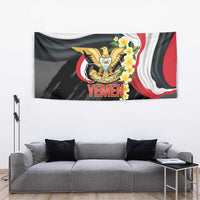 Yemen Unification Day Tapestry Coat Of Arms With Frangipani