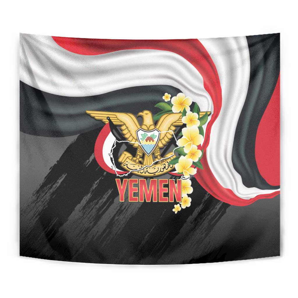 Yemen Unification Day Tapestry Coat Of Arms With Frangipani