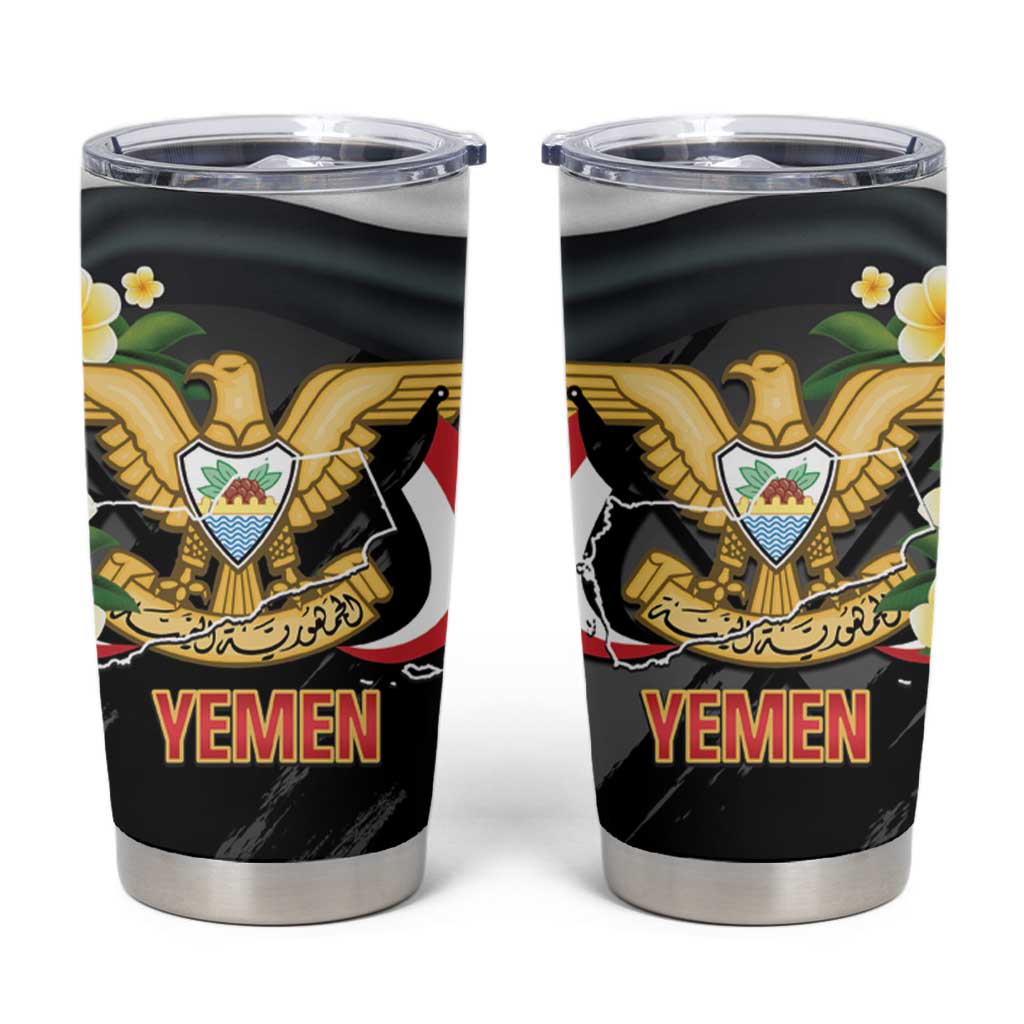 Yemen Unification Day Tumbler Cup Coat Of Arms With Frangipani