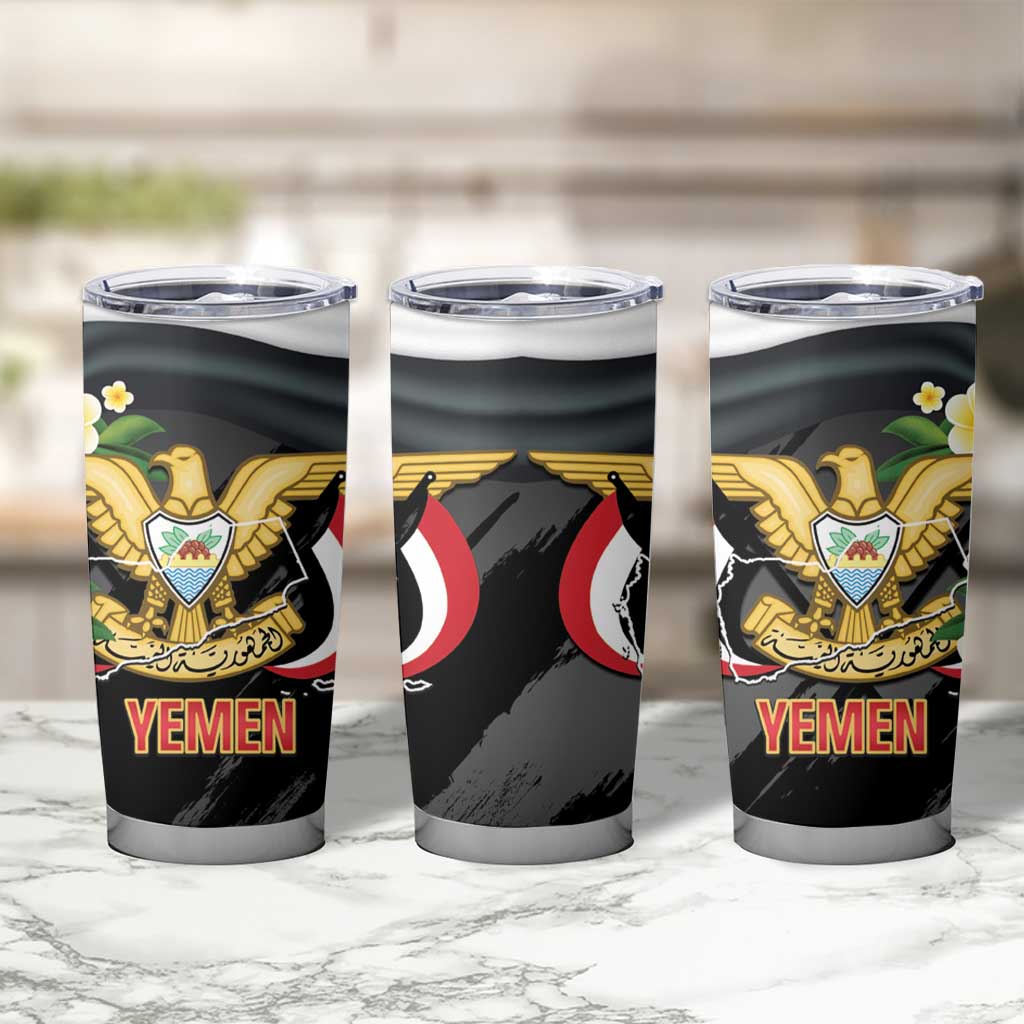 Yemen Unification Day Tumbler Cup Coat Of Arms With Frangipani