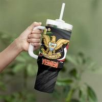 Yemen Unification Day Tumbler With Handle Coat Of Arms With Frangipani