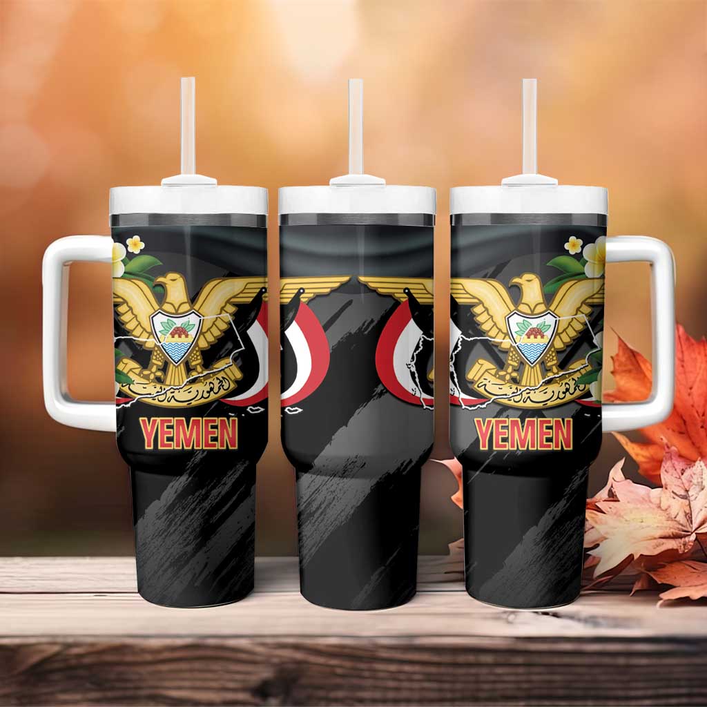 Yemen Unification Day Tumbler With Handle Coat Of Arms With Frangipani