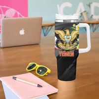 Yemen Unification Day Tumbler With Handle Coat Of Arms With Frangipani