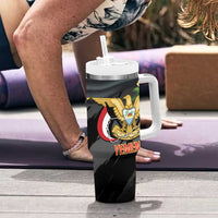 Yemen Unification Day Tumbler With Handle Coat Of Arms With Frangipani
