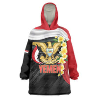 Yemen Unification Day Wearable Blanket Hoodie Coat Of Arms With Frangipani