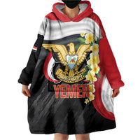 Yemen Unification Day Wearable Blanket Hoodie Coat Of Arms With Frangipani