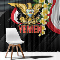 Yemen Unification Day Window Curtain Coat Of Arms With Frangipani