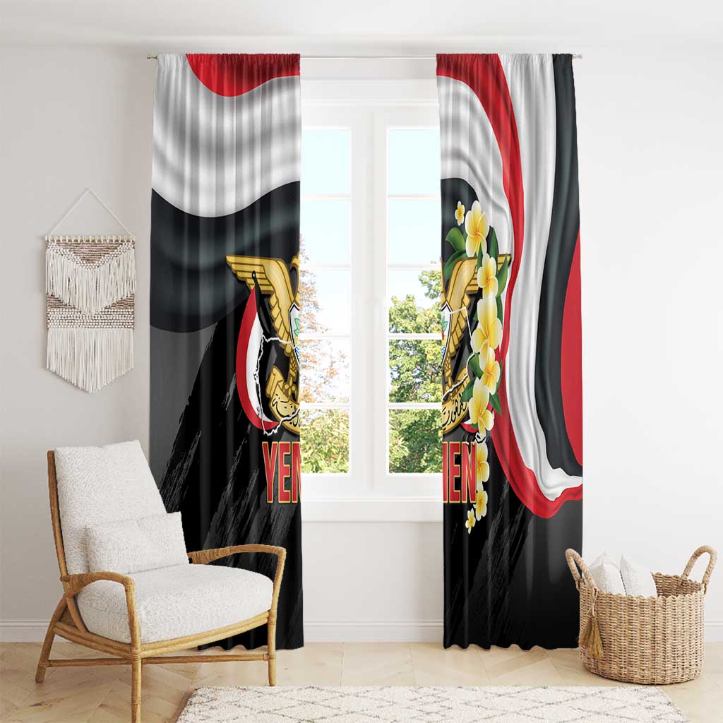 Yemen Unification Day Window Curtain Coat Of Arms With Frangipani