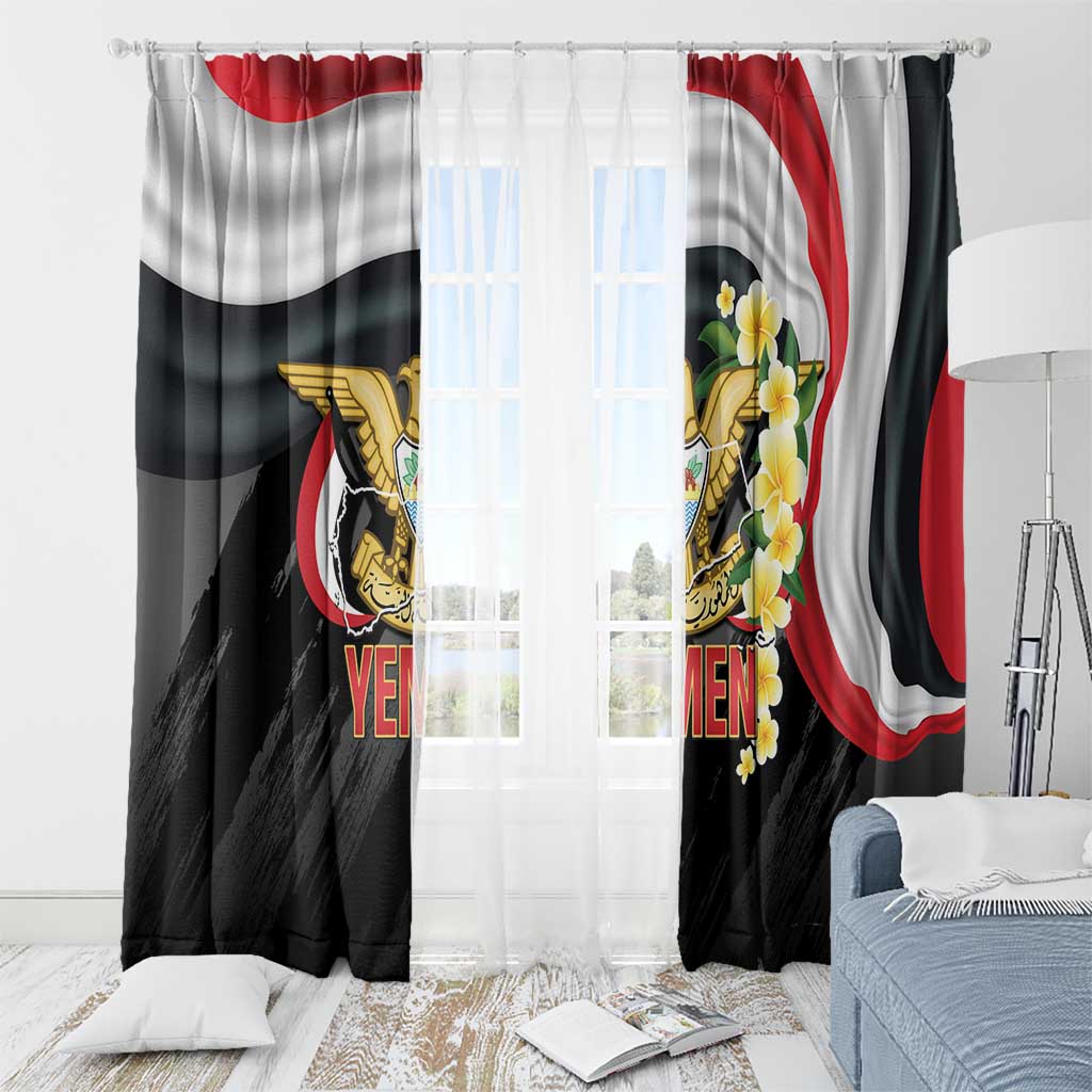 Yemen Unification Day Window Curtain Coat Of Arms With Frangipani