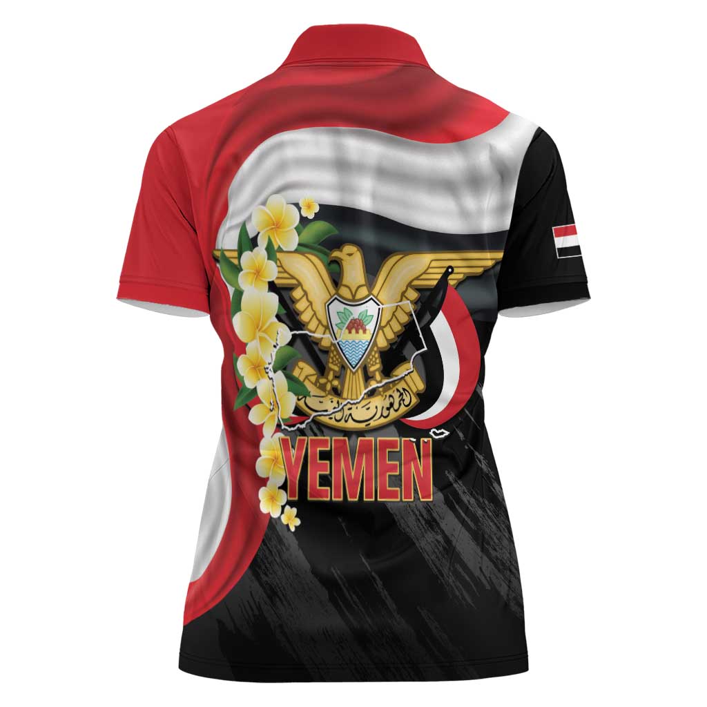 Yemen Unification Day Women Polo Shirt Coat Of Arms With Frangipani