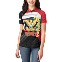 Yemen Unification Day Women Polo Shirt Coat Of Arms With Frangipani