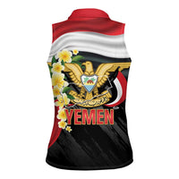 Yemen Unification Day Women Sleeveless Polo Shirt Coat Of Arms With Frangipani