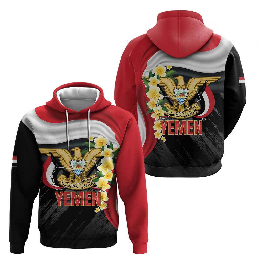 Yemen Unification Day Zip Hoodie Coat Of Arms With Frangipani