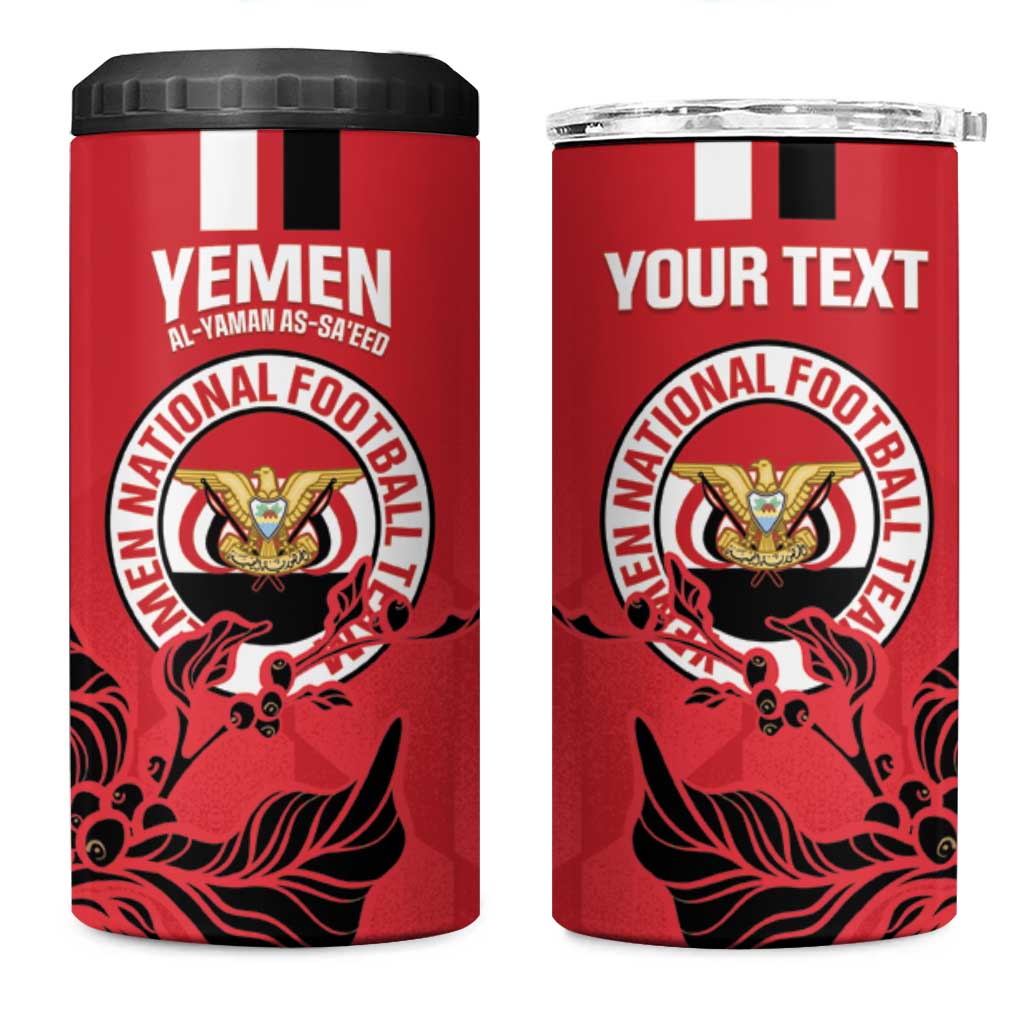 Custom Yemen Football 4 in 1 Can Cooler Tumbler Come On Al-Yaman as-Sa'eed