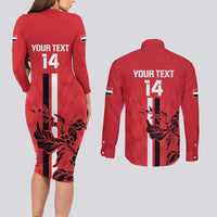Custom Yemen Football Couples Matching Long Sleeve Bodycon Dress and Long Sleeve Button Shirt Come On Al-Yaman as-Sa'eed