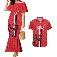Custom Yemen Football Couples Matching Mermaid Dress and Hawaiian Shirt Come On Al-Yaman as-Sa'eed