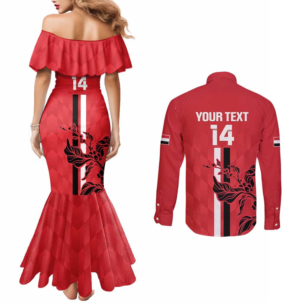 Custom Yemen Football Couples Matching Mermaid Dress and Long Sleeve Button Shirt Come On Al-Yaman as-Sa'eed